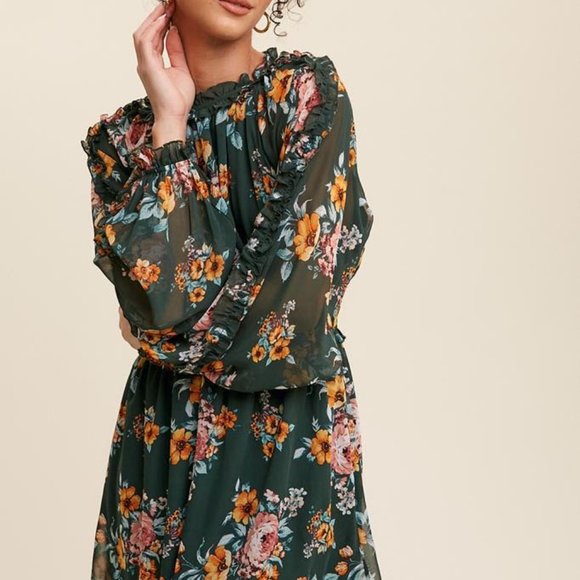 Amapola Floral Ruffled Chiffon Dress - Picture 3 of 11